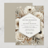 Invitation Mariage Terroir Beige Pampas (Devant / Derrière)