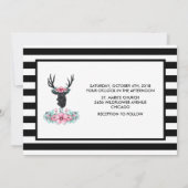 Invitation Mariage Tête de Cerf Noir avec Fleurs Roses (Dos)