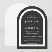 Invitation Mariage texte noir blanc gris (Devant / Derrière)