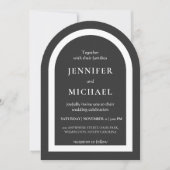 Invitation Mariage texte noir blanc gris (Devant)