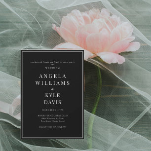 Invitation Mariage texte Noir & Blanc Moderne sans Parents