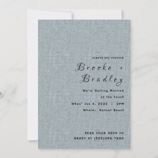 Invitation Mariage Texturé Gris (Devant)