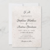 Invitation Mariage Texturé Ivoire Monogramme (Devant)