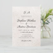 Invitation Mariage Texturé Ivoire Monogramme (Debout devant)