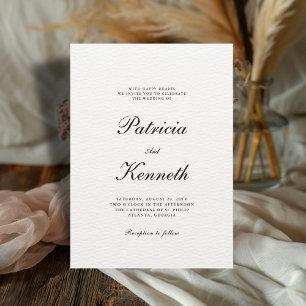 Invitation Mariage texturé moderne chic noir et blanc