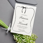 Invitation Mariage texturé noir & blanc Ligne Art Bow