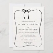 Invitation Mariage texturé noir & blanc Ligne Art Bow (Devant)