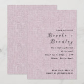 Invitation Mariage Texturé Rose (Devant / Derrière)