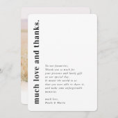 Invitation MARIAGE THANKS photo simple moderne message côté (Devant / Derrière)
