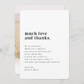 Invitation MARIAGE THANKS photo simple serif message moderne (Devant / Derrière)