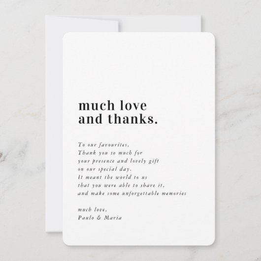 Invitation MARIAGE THANKS photo simple serif message moderne (Devant)