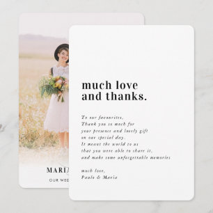 Invitation MARIAGE THANKS photo simple serif message moderne