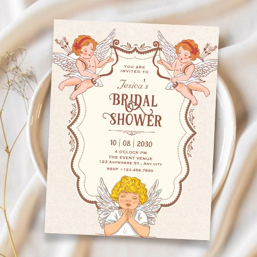 Invitation Mariage thème anges vintage