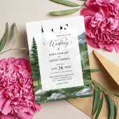 Invitation Mariage Thème Aquarelle Rustique de la Forêt de Pi