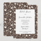 Invitation Mariage Thème Coeurs Crème Marron (Devant / Derrière)