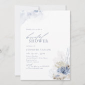 Invitation Mariage thème corail bleu et coquillages de plage (Devant)