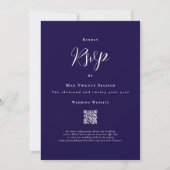 Invitation Mariage Thème Dinosaure Bleu Marine Blanc Code QR (Dos)