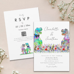 Invitation Mariage thème dinosaure Bohème Fleur Sauvage