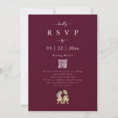 Invitation Mariage Thème Dinosaure Bordeaux Crème Code QR (Dos)