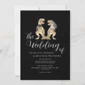 Invitation Mariage Thème Dinosaure Code QR Noir et Blanc (Devant)