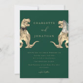 Invitation Mariage Thème Dinosaure code QR Vert (Devant)