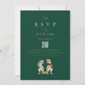 Invitation Mariage Thème Dinosaure code QR Vert (Dos)