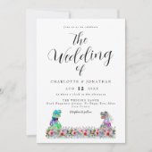 Invitation Mariage Thème Dinosaure Fleur Sauvage Coloré (Devant)