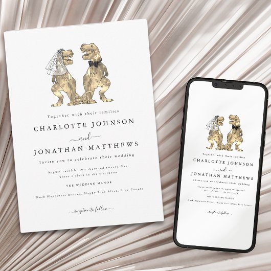 Invitation Mariage Thème Dinosaures Modernes