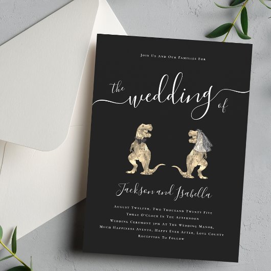 Invitation Mariage Thème Dinosaures Noir et Blanc