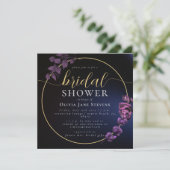 Invitation Mariage Thème Fleurs Violettes Foncé Noir Humeur (Debout devant)