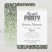 Invitation Mariage thème imprimé zèbre vert noir (Devant / Derrière)