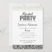 Invitation Mariage thème imprimé zèbre vert noir (Devant)