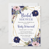 Invitation Mariage Thème Naval et Fleurs Crème Cadre (Devant)