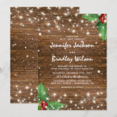 Invitation Mariage Thème Noël Hiver Rustique (Devant / Derrière)