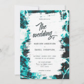 Invitation Mariage Thème Océan Bleu Aqua Été Rétro (Devant)