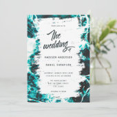 Invitation Mariage Thème Océan Bleu Aqua Été Rétro (Debout devant)