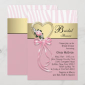 Invitation Mariage thème Or Noir Zèbre Rose (Devant / Derrière)