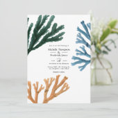 Invitation Mariage thème plage d'algues à l'aquarelle (Debout devant)