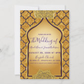 Invitation Mariage Thème Royal Indien Arabian Violet Or (Devant)