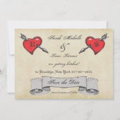 Invitation Mariage Thème Tatouage Vintage Enregistrer la Date (Dos)