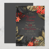 Invitation Mariage Thème Tropical Sombre (Devant / Derrière)