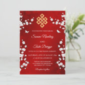Invitation Mariage tibétain BILINGUE Fleur blanche (Debout devant)