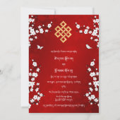 Invitation Mariage tibétain BILINGUE Fleur blanche (Dos)