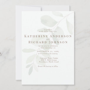 Invitation Mariage Tige d'Eucalyptus Élégant sans Parents