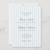 Invitation Mariage Timeless Luxe Écriture Rayures Bleues (Devant)