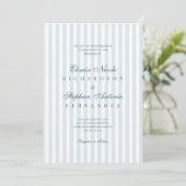 Invitation Mariage Timeless Luxe Écriture Rayures Bleues (Debout devant)