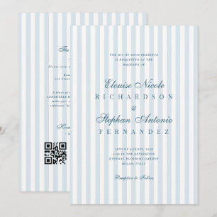 Invitation Mariage Timeless Luxe Écriture Rayures Bleues