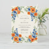 Invitation Mariage Timeless Orange Cobalt Coquelicot (Debout devant)