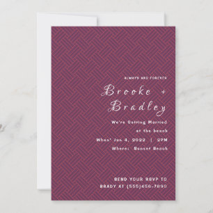 Invitation Mariage Tissé Rose Violet
