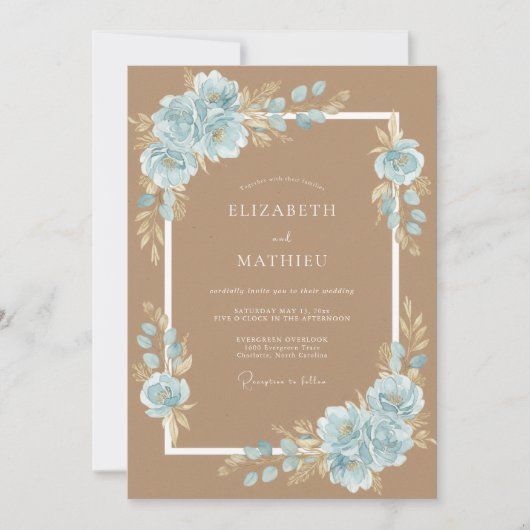 Invitation Mariage Toffee Azure Petal (Devant)